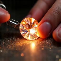 職人が宝石を研磨している様子のクローズアップ